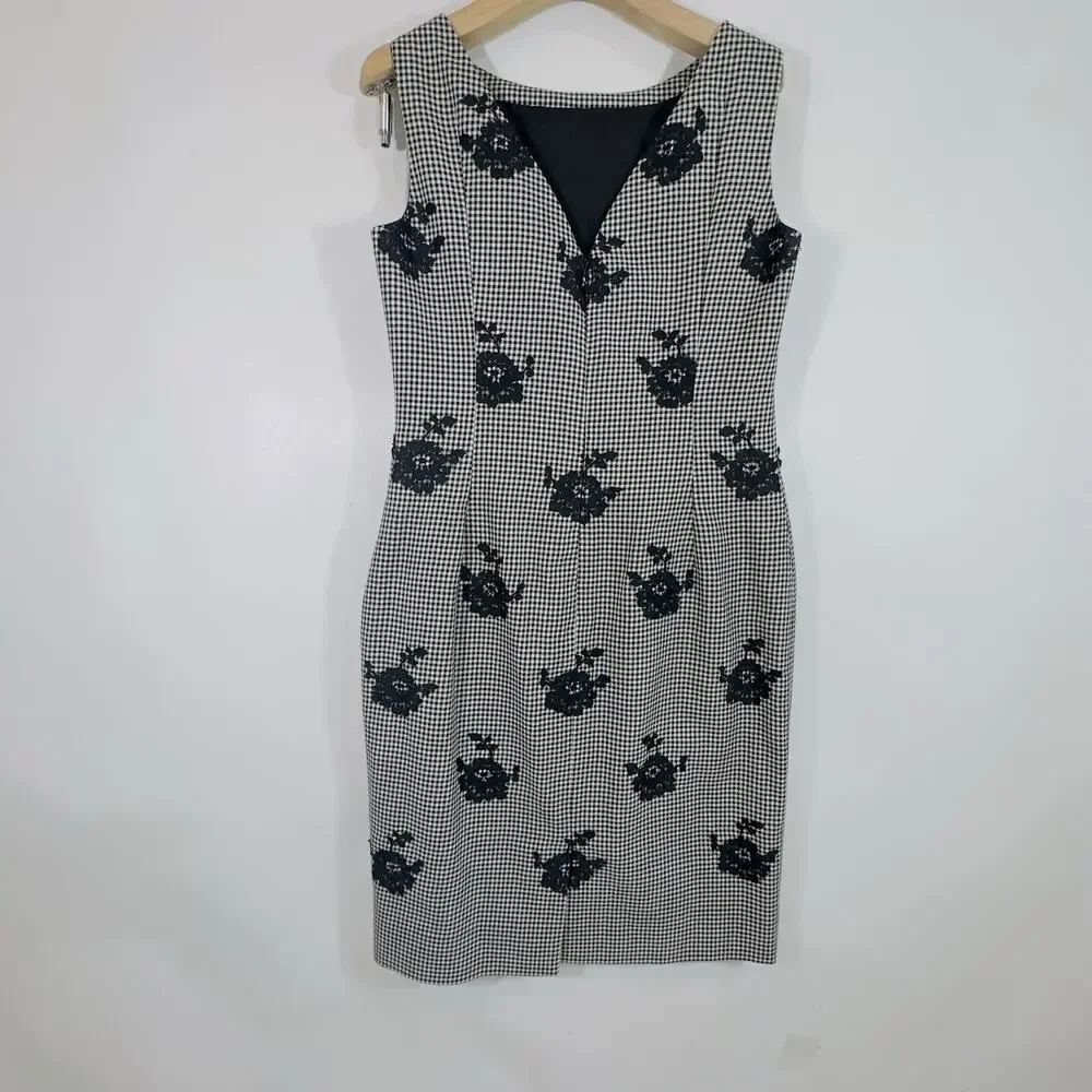Oscar de la Renta Wool BlendHerringbone Sheath Dress Sz10 Runs Small - Picture 5 of 10